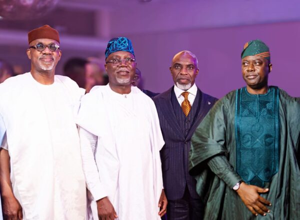 L-R: Governor of Ogun State, His Excellency Dapo Abiodun; Governor of Ondo State, His Excellency Lucky Aiyedatiwa, MD/CEO Wema Bank PLC, Moruf Oseni and Governor of Oyo State, His Excellency Seyi Makinde at the Wema Bank 80 Years Anniversary Gala Night Held in Lagos over the weekend...